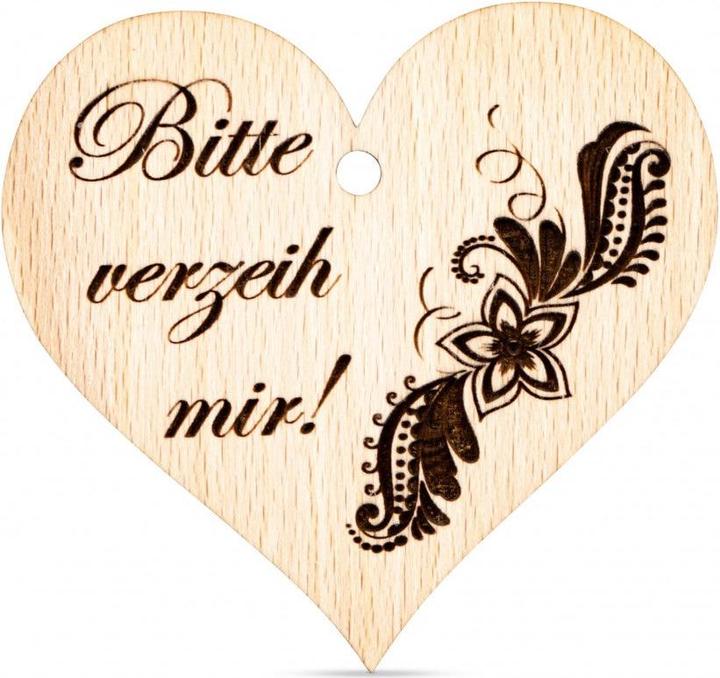 Image du produit ZNatur Coeur Bois Pendentif Cadeau Décoration avec gravure S'il vous plaît pardonnez-moi! No.88