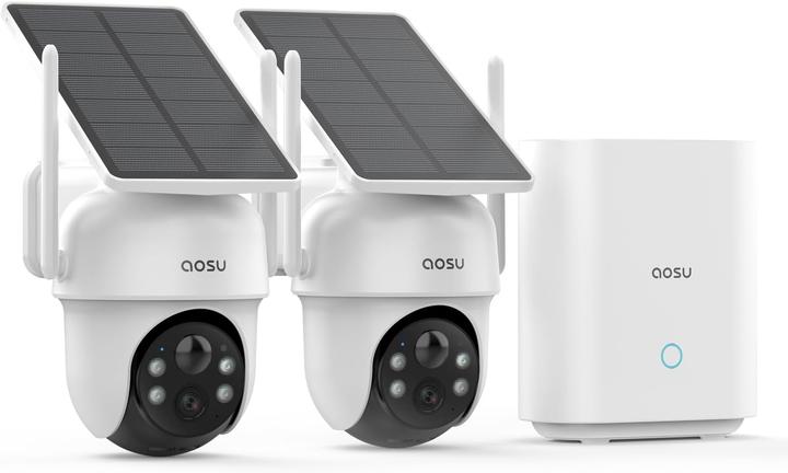 Produktbild Aosu Solar Überwachungskamera-Set mit HomeBase, Farb-Nachtsicht, 360° Schwenk, 2 Stk.