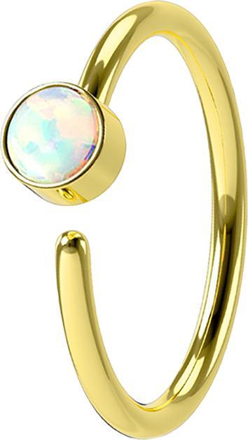 Star Piercing Micro Piercing Ring vergoldet mit Opal weiss (Chirurgenstahl 316L)