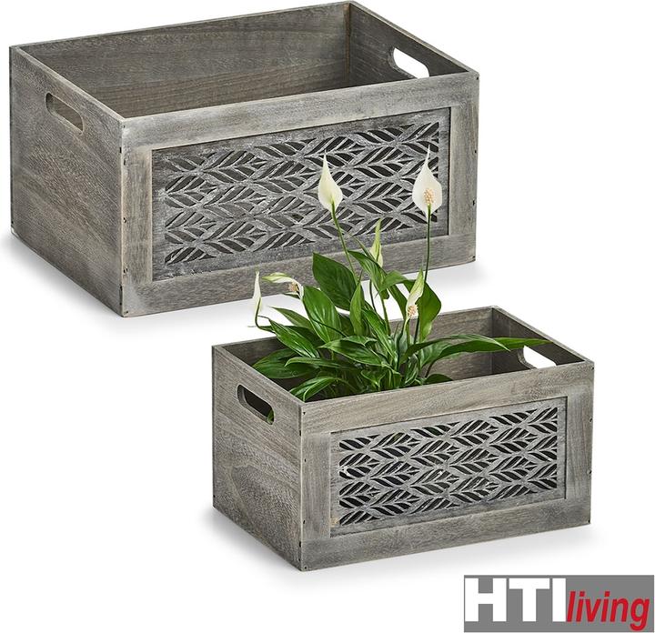 Produktbild HTI-Living Aufbewahrungskiste, Holz, grau (1 x, 30 x 16 x 20 cm, 35 x 18 x 25 cm)