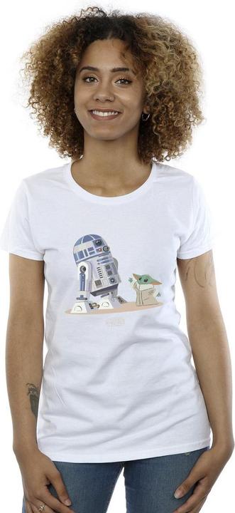 Actual product image Star Wars Womens/Ladies The Mandalorian R2D2 And Grogu Cotton T-Shirt (M)