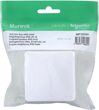 Produktbild Schneider Electric Abzweigdose Mureva IP65 weiss RAL9003 Abmessungen=87x87x42 - In Tasche für DIY