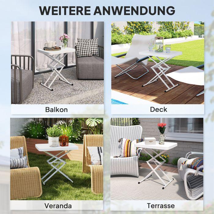 Produktbild Swisshandel24 Beistelltisch Gartentisch höhenverstellbar, Kunststoff, bis 50kg belastbar, 65x45x70H cmWeiss