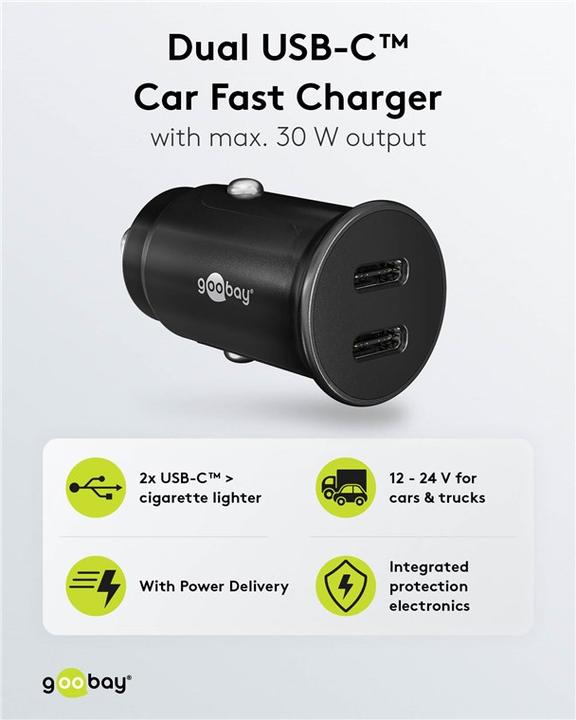 Actual product image Goobay PD car quick charger