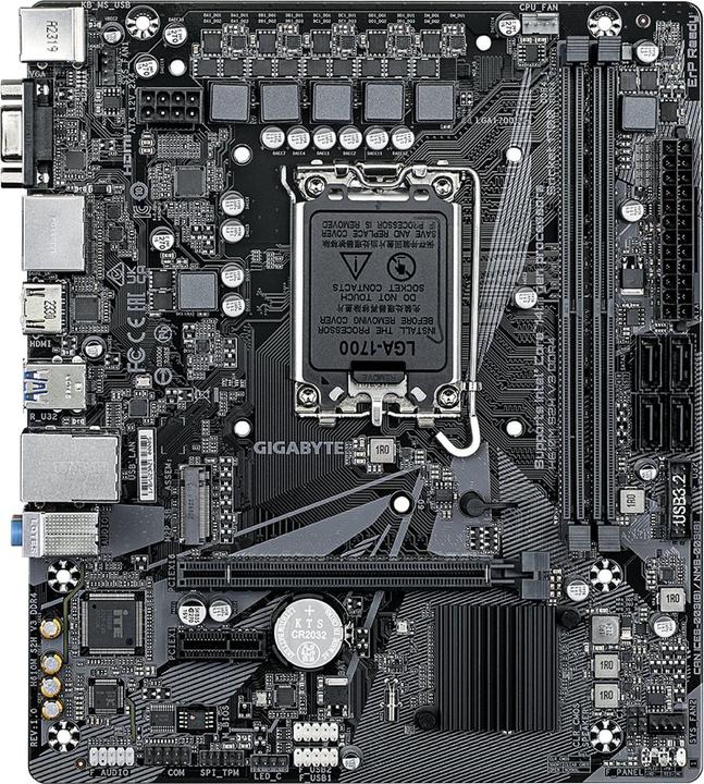 Actual product image Gigabyte MB GBT Intel 1700 H610M S2H V3 DDR4 (LGA 1700, Intel H610 Express, mATX)