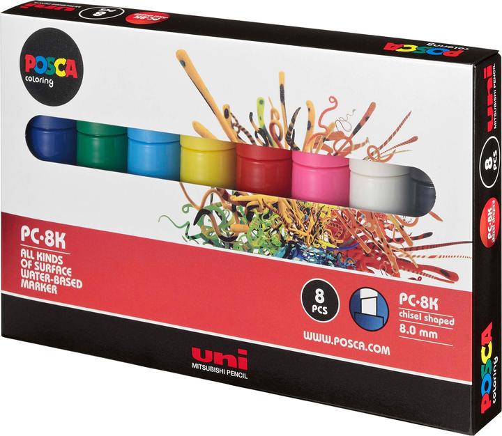 Produktbild Posca Marker PC-8K Keilspitze (Multicolor, 8 mm, 8 x)