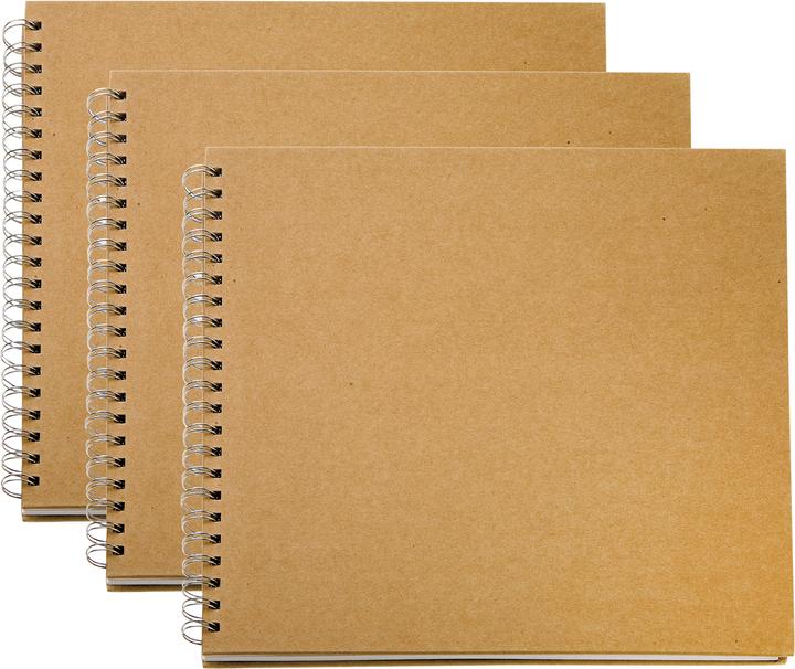 Produktbild VBS XXL 3er-Pack Fotoalbum KRAFTPAPIER mit weissen Seiten (30.5 x 30.5 cm)