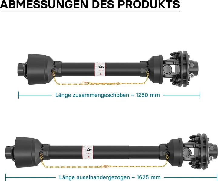 Produktbild Wiltec Zapfwelle T4 Gelenkwelle 1300-1690mm 460Nm 540U/min PTO-Shaft 40kW 1 3/8" 35mm