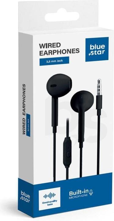 Produktbild BlueStar Wired headphones Blue Star BLUE STAR wire earphones Jack 3,5 mm with microphone PA-E65 1,2 m black (Kabelgebunden)
