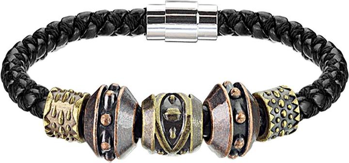 Actual product image Star Piercing Leather bracelet black with tribal beads (Leather, without brass)