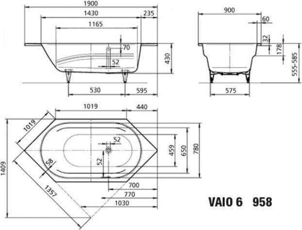 Immagine prodotto Kaldewei Vaio 6 958 190x90cm 190x90cm (191 cm, 91 cm)