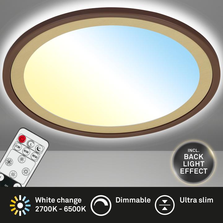 Actual product image Briloner Ultra flat CCT LED panel with LED backlight, brown-gold, 1xLED/22W (3000 lm)