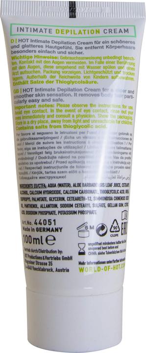 Nutritional values and ingredients HOT intimate depilation (100 ml, 1 x, 150 g)