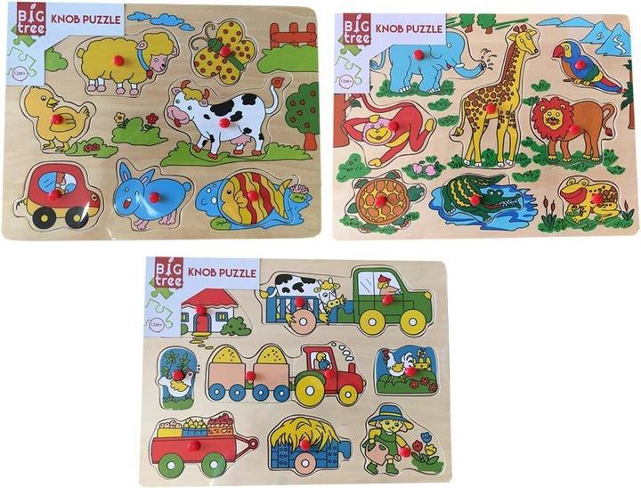 Produktbild Knopfpuzzle Tiere Holz 3 Sortiert (3 Teile)