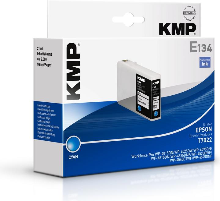 Produktbild KMP E134 Tintenpatrone kompatibel mit Epson T7022 (C)