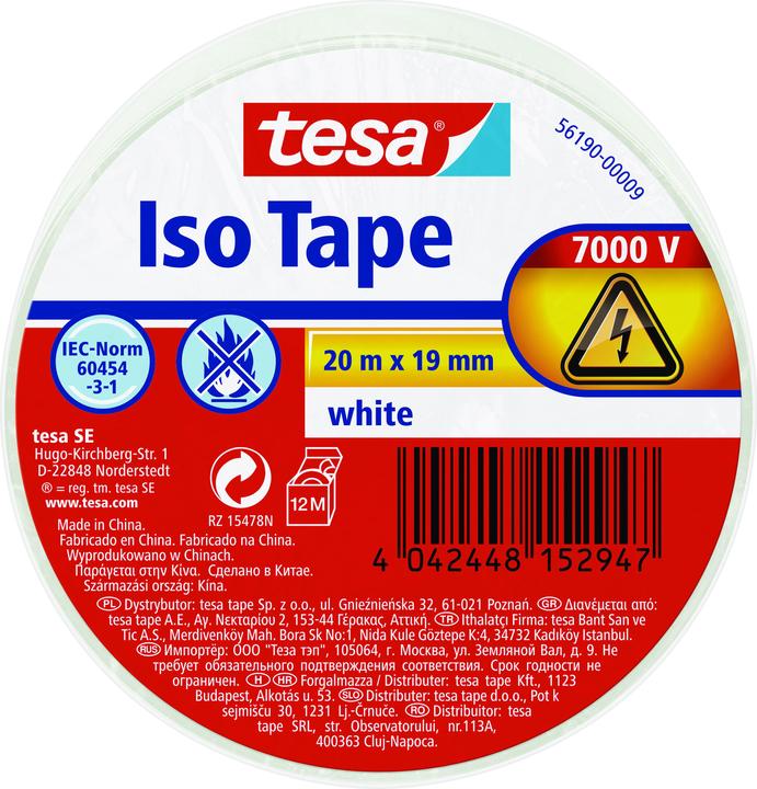 Produktbild tesa Elektro Isolierband, hitzebeständiges Klebeband zum Isolieren, Reparieren & Bündeln (19 mm)