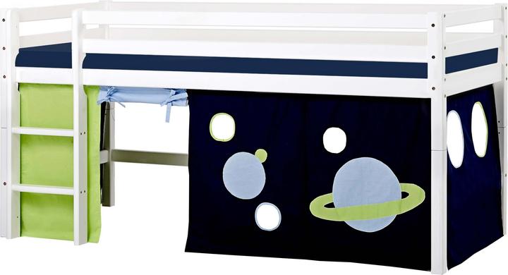 Immagine prodotto Hoppekids BUNDLE BASIC mezzo letto a soppalco 90x200cm con tenda spaziale e materasso in schiuma (90 x 200 cm)