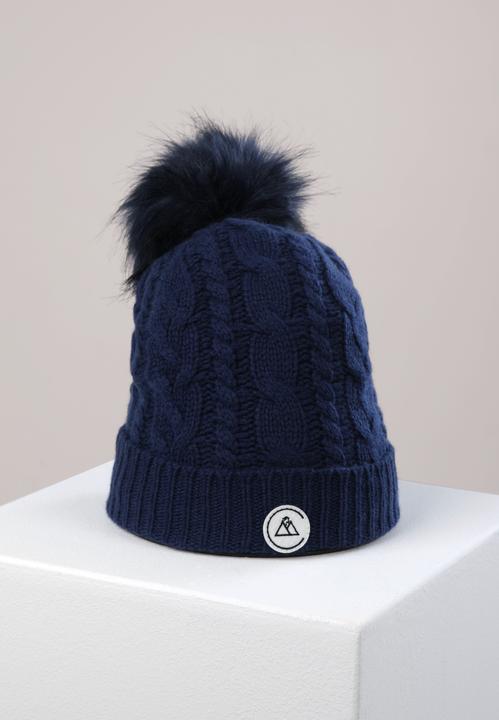 Image du produit Cash-Mere Kaschmir Mütze mit Zopfmuster und Bommel (Taille unique)