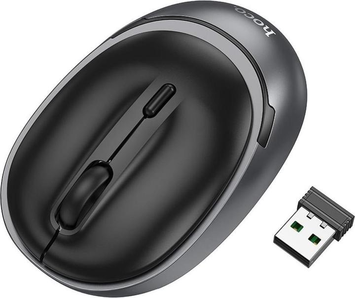 Hoco Headphone with microphone computer wireless mouse 2,4G 1600 dpi GM34 black metal gray (Wireless)
