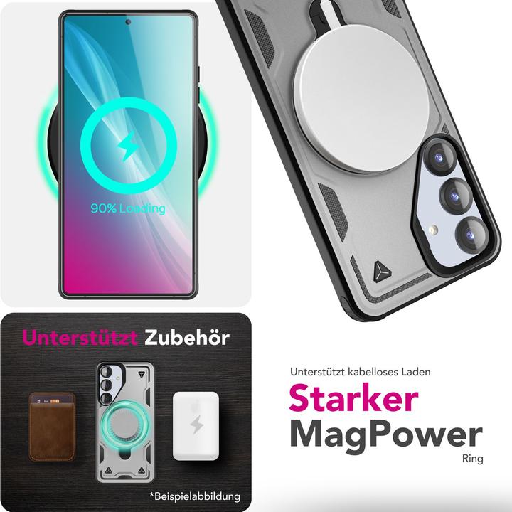 Produktbild Nalia Stormguard - Stossfeste Armor Ring Hülle für MagSafe - Military Kickstand Hardcase (Samsung Galaxy S25)