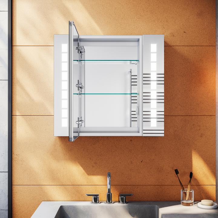 Image du produit SONNI LED-Spiegelschrank, Badezimmerspiegelschrank mit Beleuchtung, 60 x 65 cm, beschlagfrei, mit St