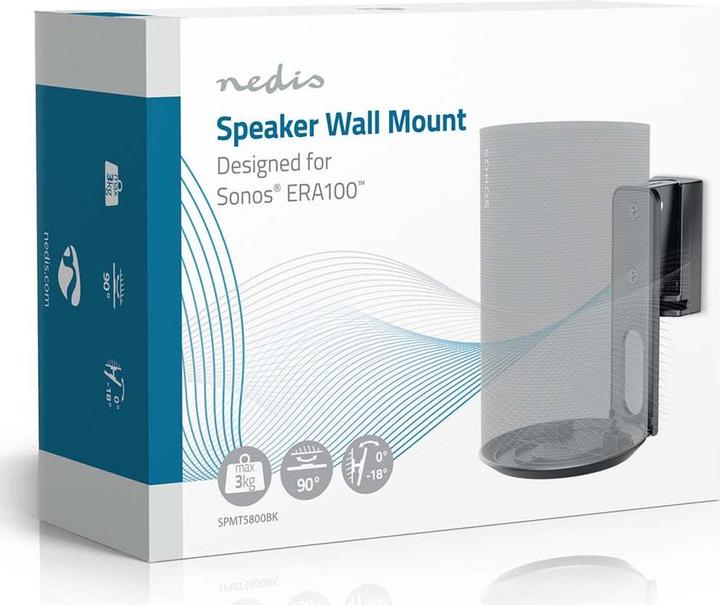 Produktbild Nedis Lautsprecherhalter - Kompatibel mit: Sonos Era100 - Wand - 3 kg - Drehgelenk/Neigung - kippbar (1 Stk., Wandmontage, Neigbar, Drehbar)