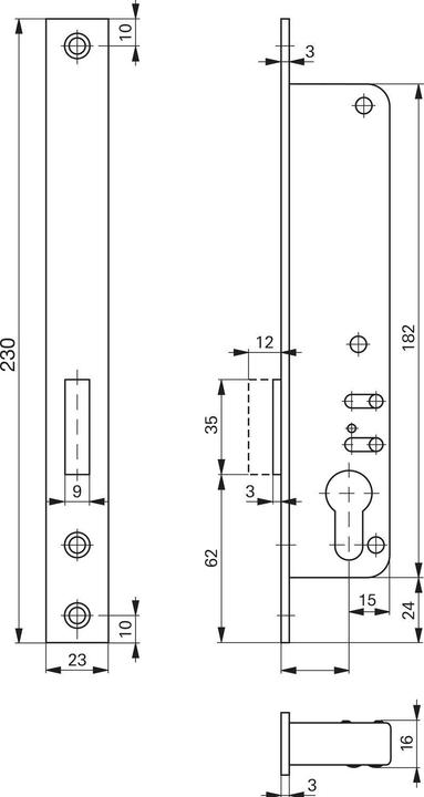 Produktbild Roto Rohrrahmenschloss Flachstulp m. Riegel 877, DM 25, verzinkt silberfärbig
