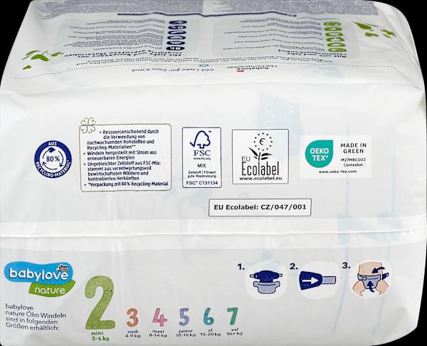 Produktbild dm babylove nature Windeln (Gr. 2, Tragepack, 28 Stück)