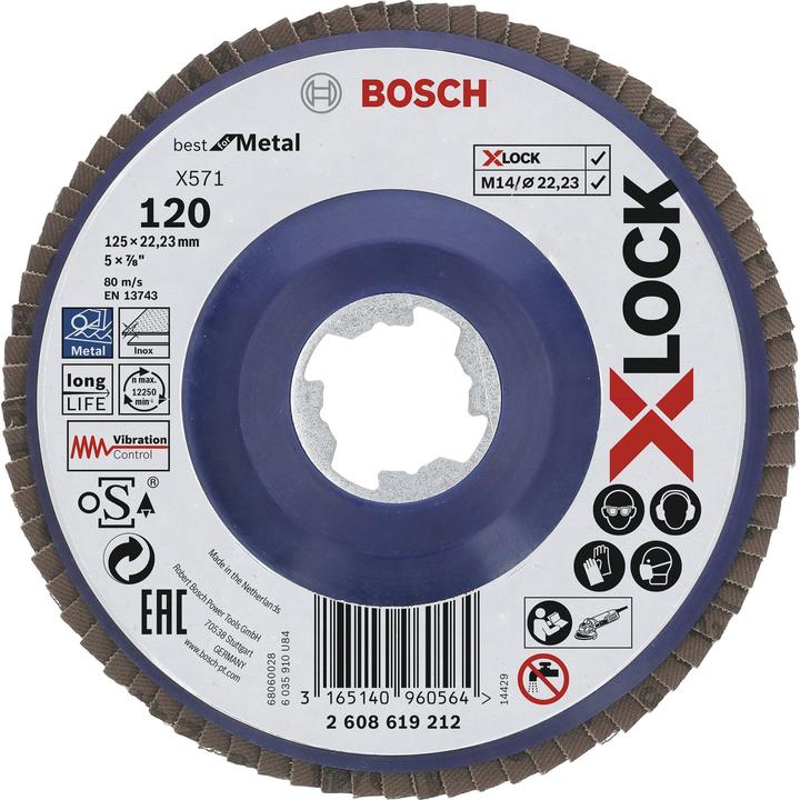 Produktbild Bosch Professional Zubehör PRO X571 X-Lock Fächerschleifscheibe, 125 mm, G60 (60)