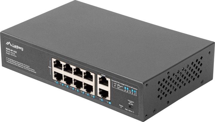 Actual product image Lanberg RSFE-8P-2GE-120 network switch Unmanaged Gigabit Ethernet (10/100/1000) Power over Ethernet (10 Ports)