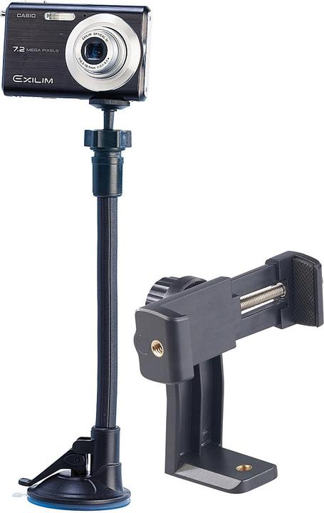 Produktbild Pearl Flexibles Kamera-Stativ mit Saugfuss und Universal-Smartphone-Halterung