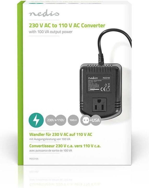 Produktbild Nedis Stromwandler Umrichter - Netzstromversorgung - 230 VAC 50 Hz - Ausgangsspannung: 110 VAC - 1