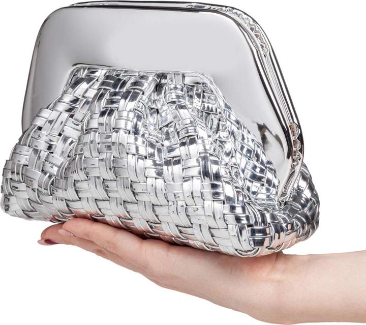 Themoirè vegan fabric clutch bag mirror effect color silver
