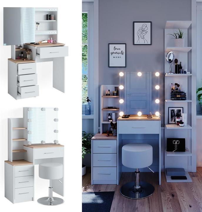 Actual product image Vicco Conrada with stool and lighting (80 x 36 x 131.5 cm)