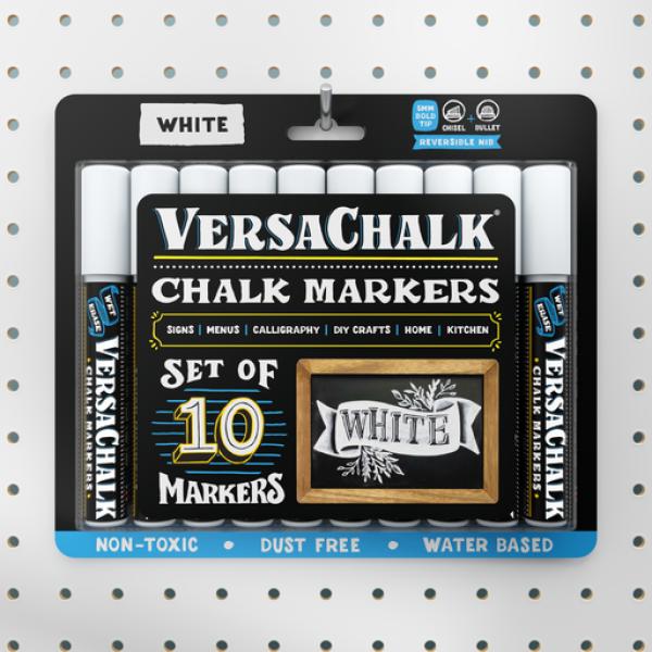 Immagine prodotto VersaChalk - Set di 10 pennarelli a gesso liquido bianco con punta da 5 mm (Bianco, 5 mm, 10 x)
