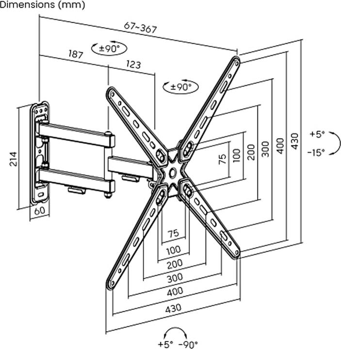Produktbild Wiltec TV Halterung 13"–55" TV Wandhalterung schwenkbar 25kg Fernsehhalterung (Decke, 55", 25 kg)