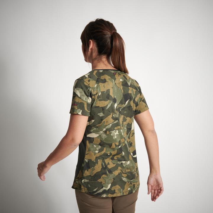 Produktbild Solognac T-Shirt 300 Damen Baumwolle Camouflage grün (XS)