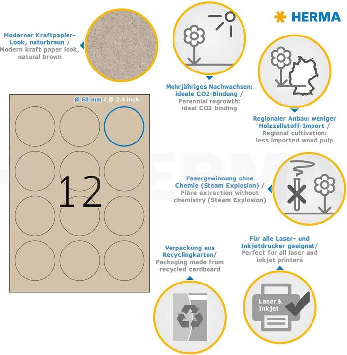 Produktbild HERMA Graspapier Etiketten A4
