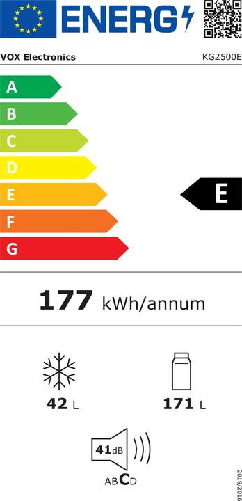 Label énergétique Vox KG 2500 E (213 l)