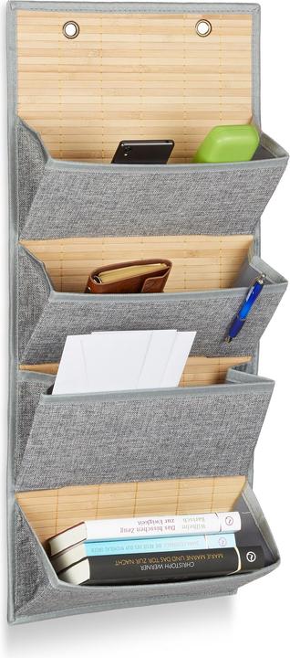 Image du produit Relaxdays Organiseur suspendu en bambou avec motif de jute (34 x 12 x 75 cm, 10.94 l)