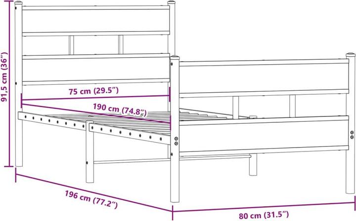 Immagine prodotto VidaXL Letto in metallo Struttura letto a doghe letto matrimoniale senza materasso 160x200cm (160 x 200 cm)