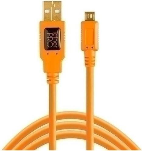 Tether Tools Câble TetherPro USB 2.0 vers Micro-B 5 broches, 4,6 m Orange (4.60 m, USB 2.0)