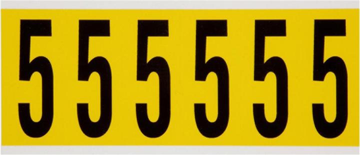 Actual product image Brady 3450-5, B-499, nylon fabric, number 5, black on yellow, 38 x 89mm, character height 75mm(25 K. á 6