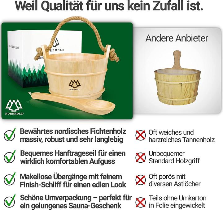 Actual product image Nordholz Sauna bucket with trowel, Nordic spruce
