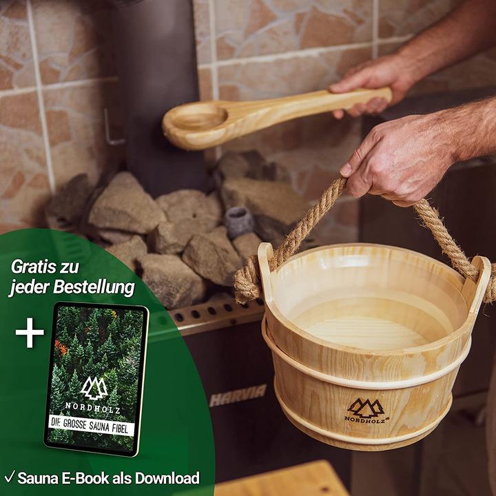 Actual product image Nordholz Sauna bucket with trowel, Nordic spruce