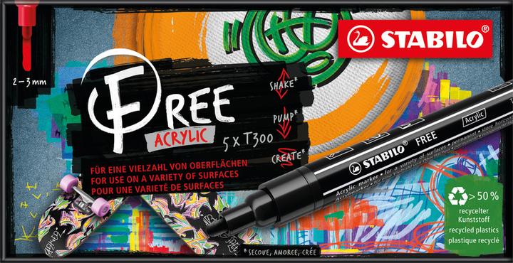 Immagine prodotto STABILO Gratis (Nero, Arancia, Red, Azzurro, Turchese, 3 mm, 5 x)