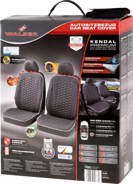 Actual product image Walser Car seat cover ZIPP-IT Premium Kendal, car seat covers for 2 front seats with zipper system sc