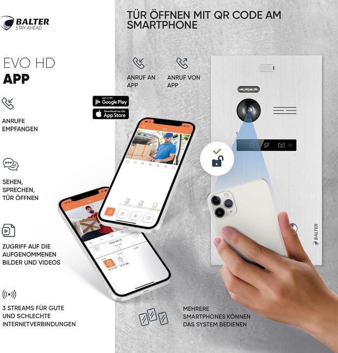 Produktbild Balter EVO-HD Video Türsprechanlage mit Fingerprint (App)