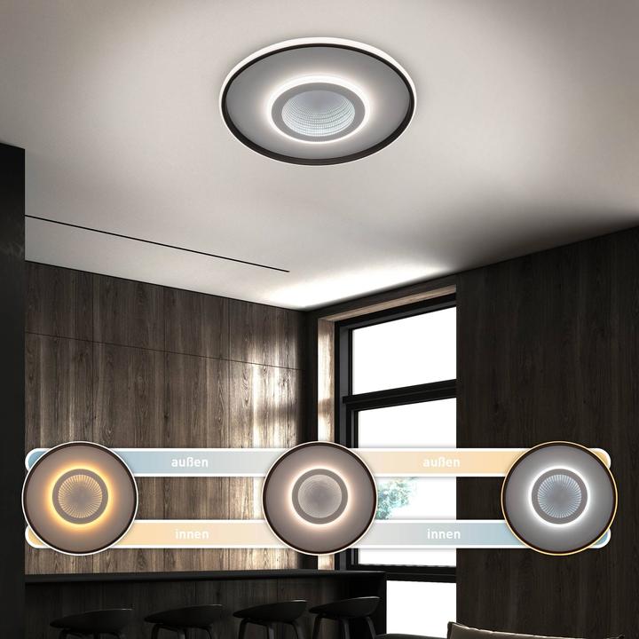 Image du produit Näve Plafonnier LED 1408277, 40W, 1800lm, effet 3D, blanc/noir (1800 lm)