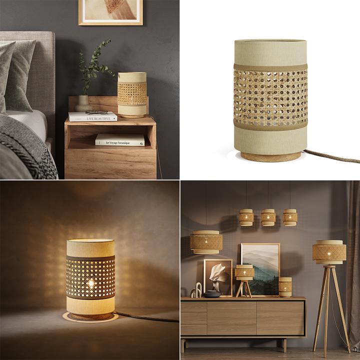 Produktbild Vicco Tischlampe Morten, Rattan/Creme, 17.5 x 26.5 cm (E27)
